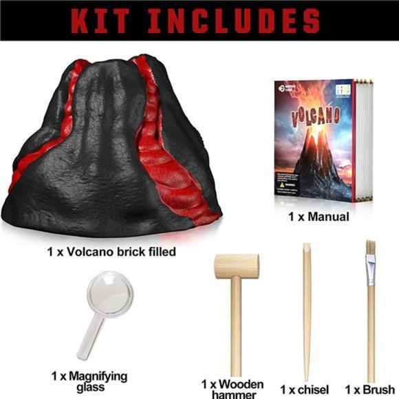 Gemstone Dig Kit, Volcano Kit for Kids 6-12 Year Old - Dig Up 15 Real Gems - Picture 2 of 6